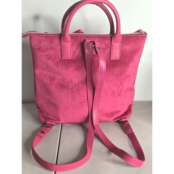 Juicy Couture Pink Velvet Bow Convertible Tote Bag Backpack Fairycore Y2K - Picture 2 of 4